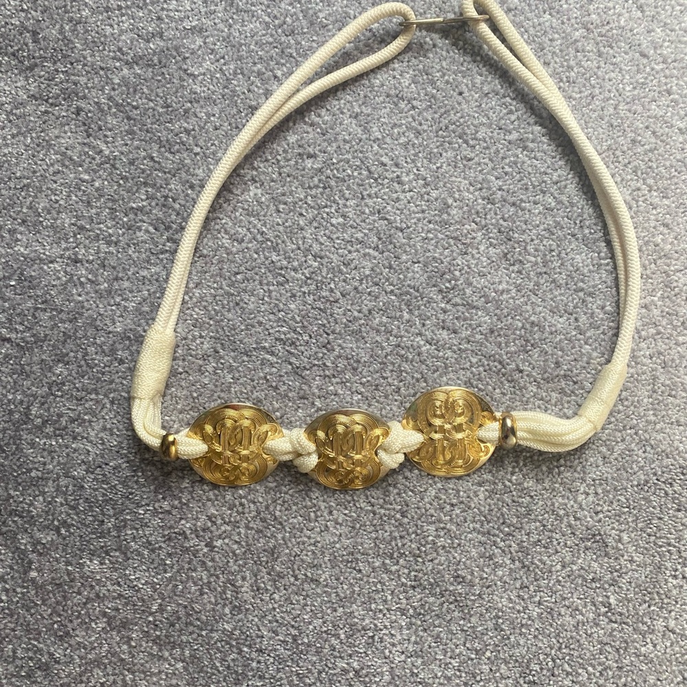 Brass and ivory rope stretch belt